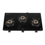 Havells GEOSLIM JUMBO Gas stove |3 Heavy Duty Forged Brass Burner|6 mm Toughened Glass|Premium Valves|Removable Drip Tray|Soft Touch Knobs|5 year Warranty on Burners, Glass & Valves by Havells (Black)