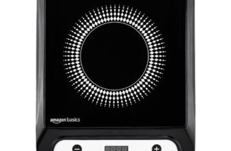 Amazon Basics 1600W Induction Cooktop | 7 Pre-Set Cooking Menus | LED Display | Smart Push Buttons I Energy Efficient, Auto Cut-off, 20A IGBT & 4KV Surge Protection I Black