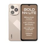 Lava Bold N4 Lite (Empire Gold, 3GB RAM, 32GB Storage) | 6.56″ qHD Display | 8MP Rear Camera | 5000 mAh Battery | Free Service @ Home | Fingerprint Reader | Charger & Phone-Cover in Box