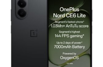 OnePlus Nord CE6 Lite | 8GB+128GB | Hyper Black | Segment’s Fastest Dimensity 7400 Apex Processor | 7000mAh Battery | Segment’s Highest 144Hz Refresh Rate | 50MP Main Camera, 4K Video Recording